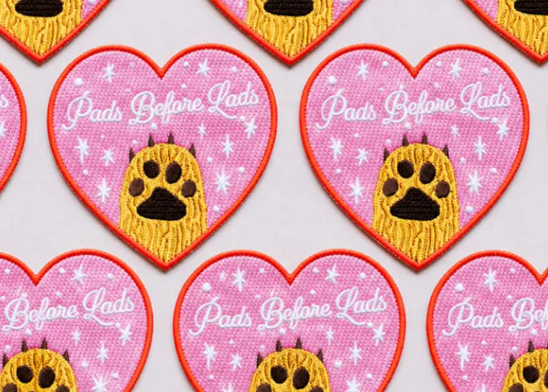Pink Pads Before Lads embroidered heart patches