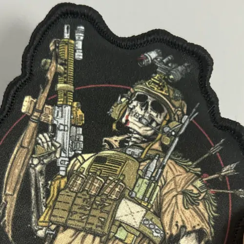 Back view of a Velcro patch, showcasing the attachment option for versatile use.