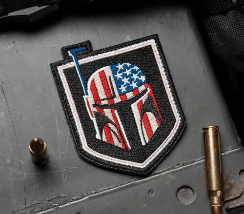Back view of a Velcro patch, showcasing the attachment option for versatile use.